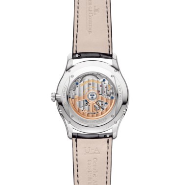 Montre Jaeger-LeCoultre Master Ultra Thin Moon automatique cadran argenté bracelet cuir noir 39 mm Q1368430