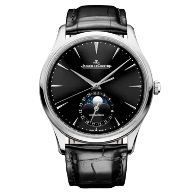 Montre Jaeger-LeCoultre Master Ultra Thin Moon automatique cadran noir bracelet cuir noir 39 mm Q1368471