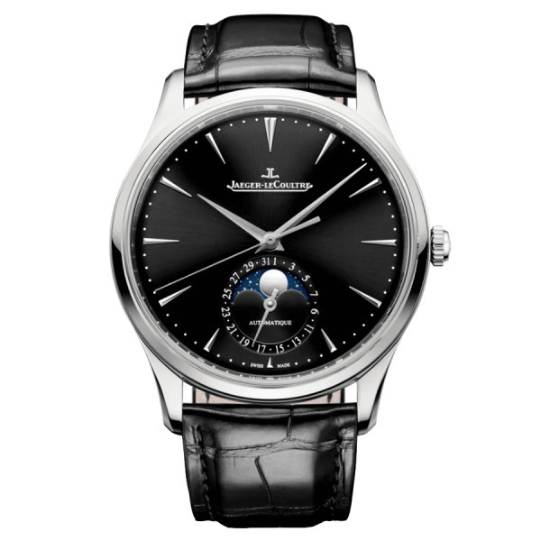 Jaeger-LeCoultre Master Ultra Thin Moon automatic watch black dial black leather strap 39 mm Q1368471
