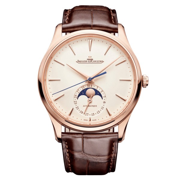 Montre Jaeger-LeCoultre Master Ultra Thin Moon Or rose automatique cadran beige bracelet cuir marron 39 mm Q1362510