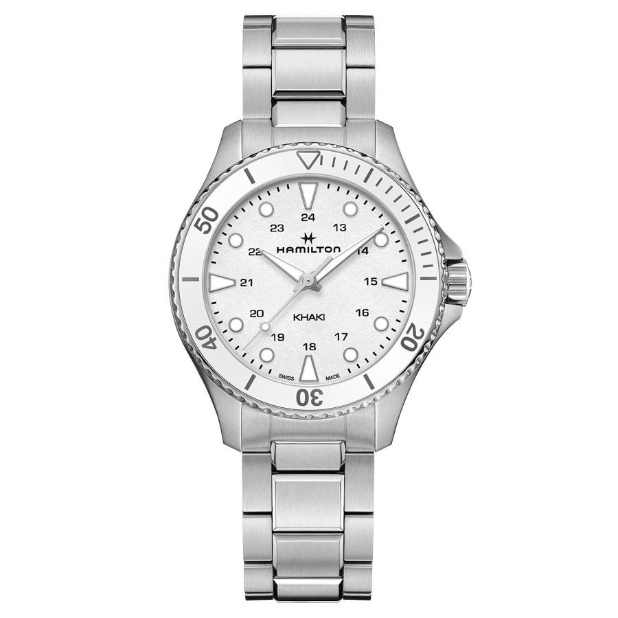 Hamilton Khaki Navy Scuba quartz watch white dial steel bracelet 37 mm H82221110
