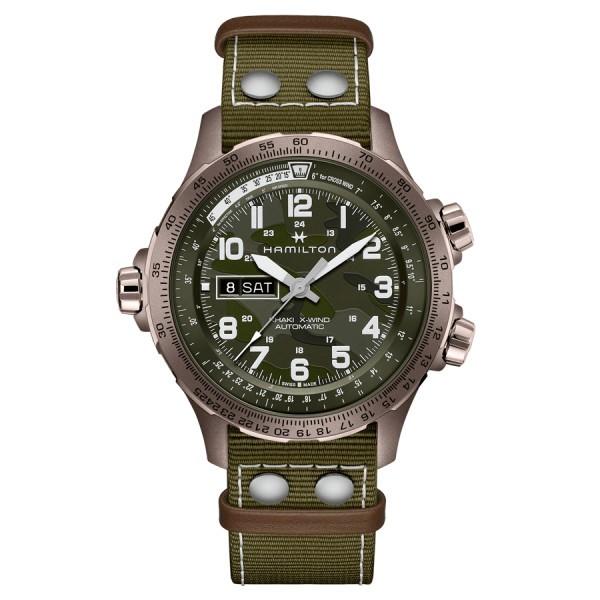 Montre Hamilton Khaki Aviation X-Wind automatique cadran vert bracelet textile vert 45 mm H77775960