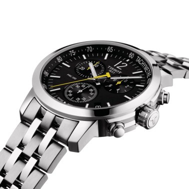 Montre Tissot T-Sport PRC 200 Chronograph quartz cadran noir bracelet acier 43 mm T114.417.11.057.00