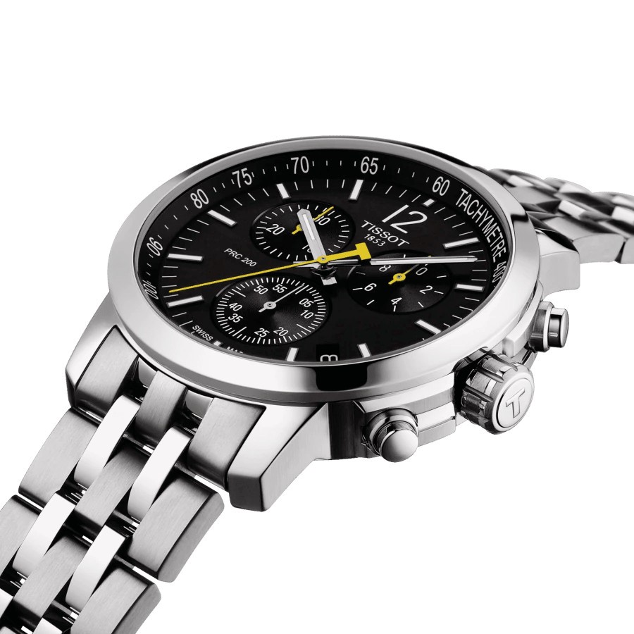 Montre Tissot T-Sport PRC 200 Chronograph quartz cadran noir bracelet acier 43 mm T114.417.11.057.00