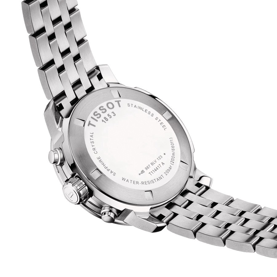 Montre Tissot T-Sport PRC 200 Chronograph quartz cadran noir bracelet acier 43 mm T114.417.11.057.00