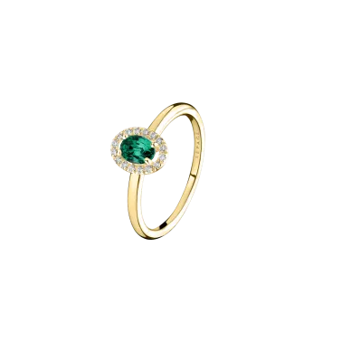 Ring Lepage Antoinette in yellow gold, emerald and diamonds