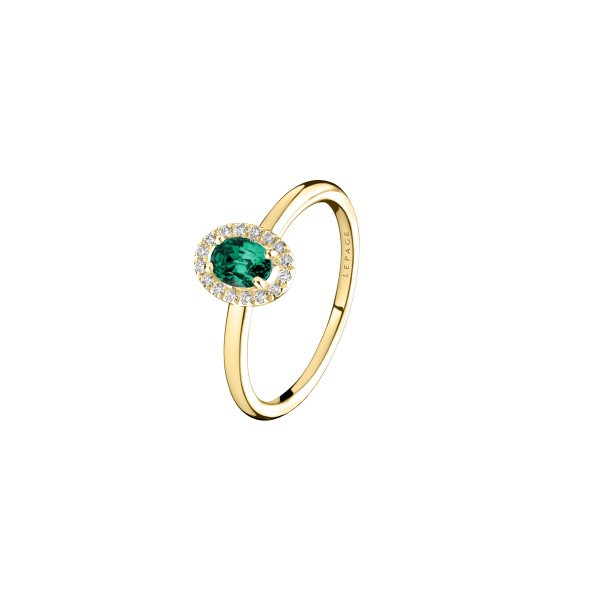 Ring Lepage Antoinette in yellow gold, emerald and diamonds