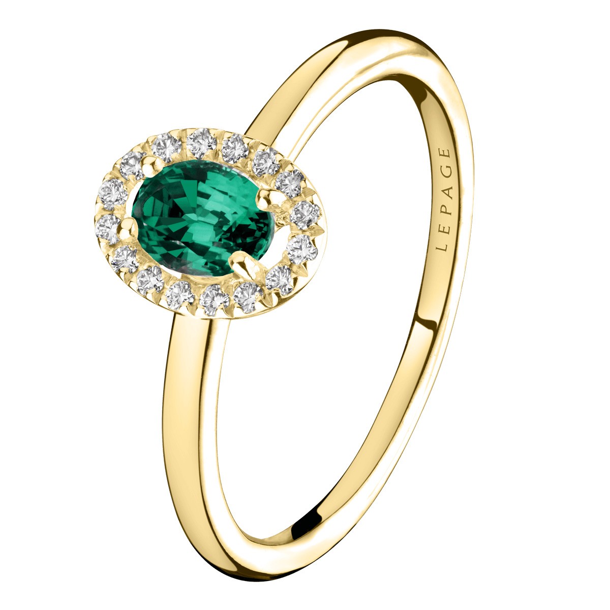 Ring Lepage Antoinette in yellow gold, emerald and diamonds