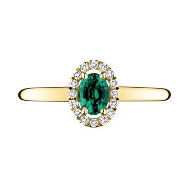 Ring Lepage Antoinette in yellow gold, emerald and diamonds