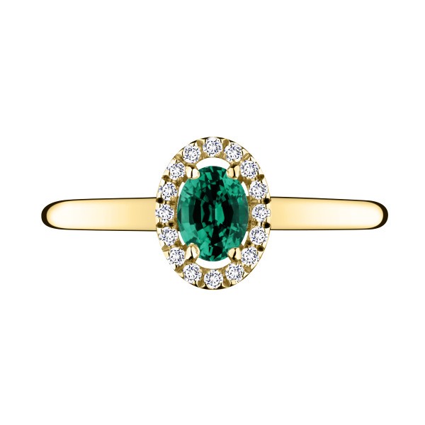Ring Lepage Antoinette in yellow gold, emerald and diamonds
