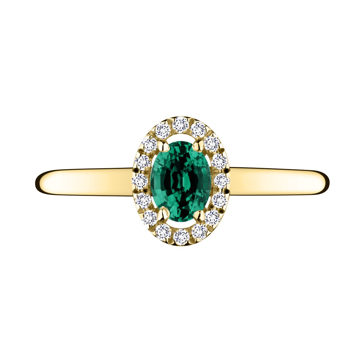 Ring Lepage Antoinette in yellow gold, emerald and diamonds