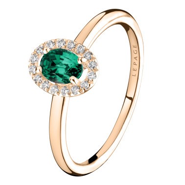 Ring Lepage Antoinette in rose gold emerald and diamonds