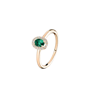 Ring Lepage Antoinette in rose gold emerald and diamonds