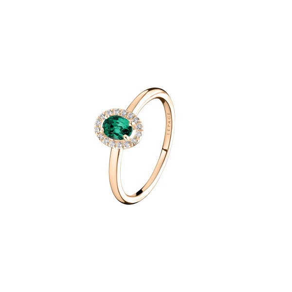 Ring Lepage Antoinette in rose gold emerald and diamonds