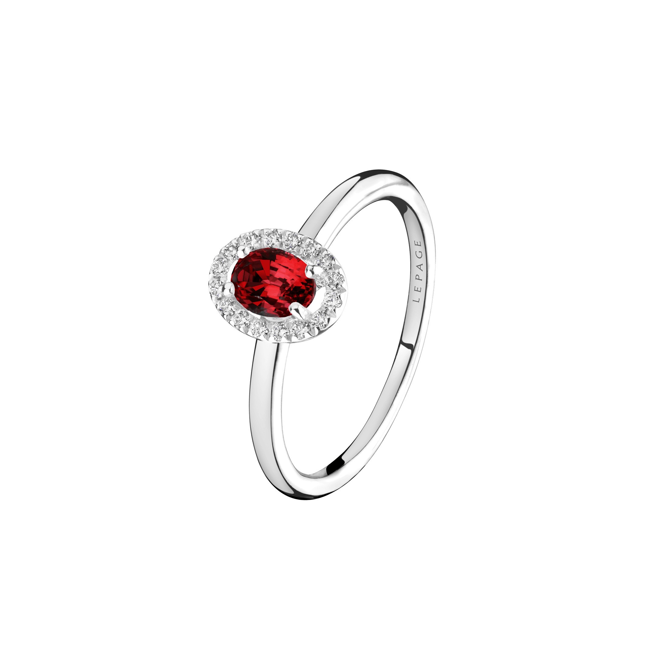Antoinette ring in white gold, ruby and diamonds Lepage