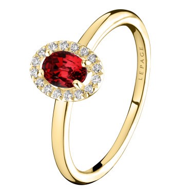 Ring Lepage Antoinette in yellow gold ruby and diamonds