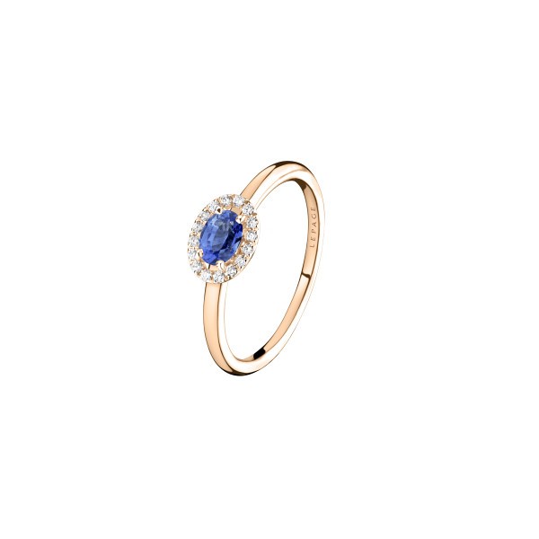 Ring Lepage Eléanor in pink gold, sapphire and diamonds