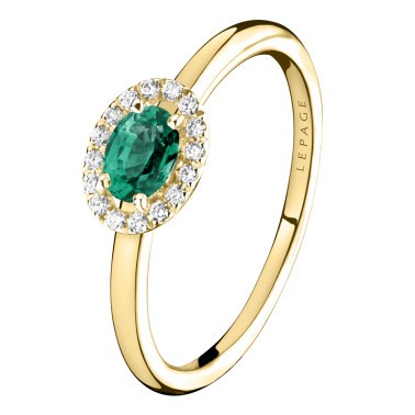 Bague Lepage Eléanor en or jaune émeraude et diamants - LEB1EJ