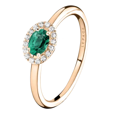 Bague Lepage Eléanor en or rose émeraude et diamants - LEB1ER