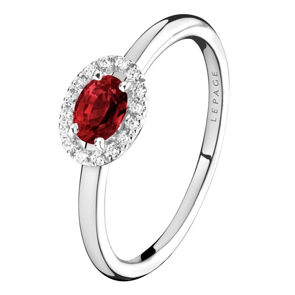 Bague Lepage Eléanor en or blanc rubis et diamants - LEB1RG