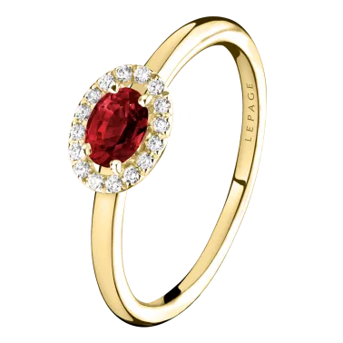 Bague Lepage Eléanor en or jaune rubis et diamants  - LEB1RJ