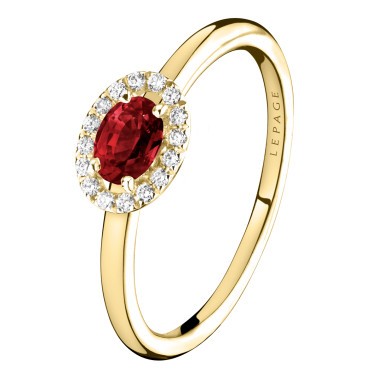Ring Lepage Eléanor in yellow gold ruby and diamonds