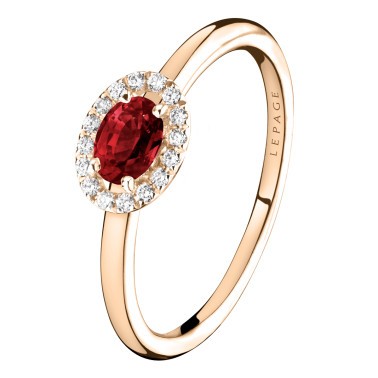 Bague Lepage Eléanor en or rose rubis et diamants - LEB1RR