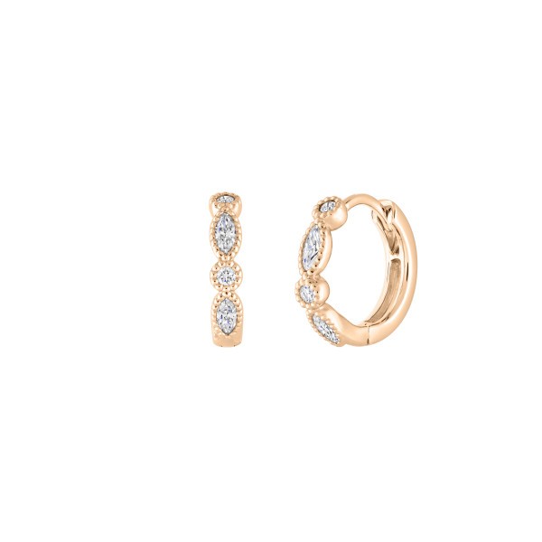 Lepage Léontine rose gold and diamonds hoops earrings