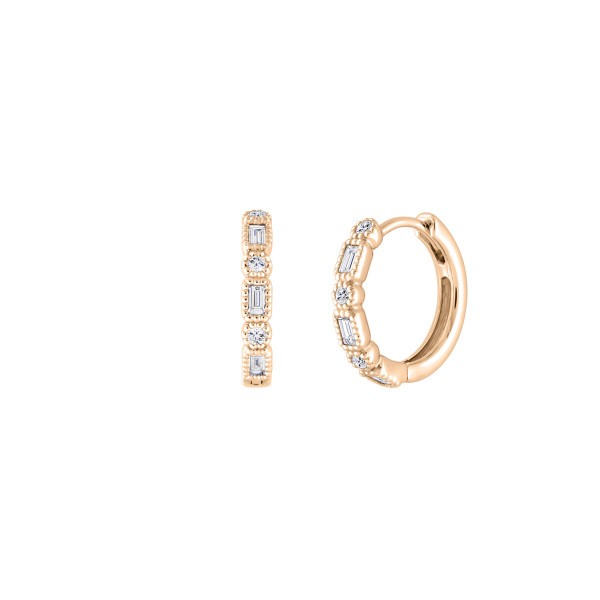Lepage Joséphine hoops earrings in pink gold and diamonds