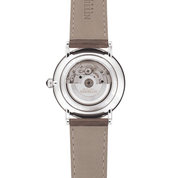 Montre Michel Herbelin Inspiration automatique cadran vert bracelet cuir marron 40 mm 1647/AP16BR