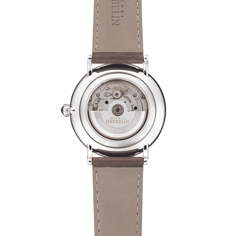 Montre Michel Herbelin Inspiration automatique cadran vert bracelet cuir marron 40 mm 1647/AP16BR