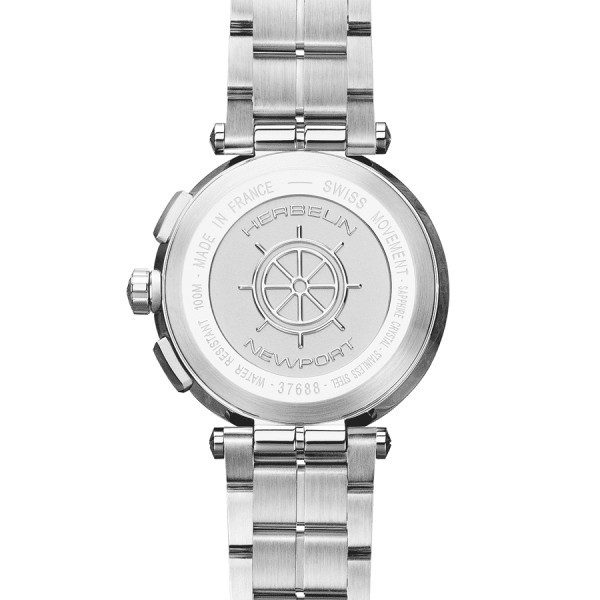 Montre Michel Herbelin Newport Chronographe quartz cadran bleu bracelet acier 43 mm 37688/B35