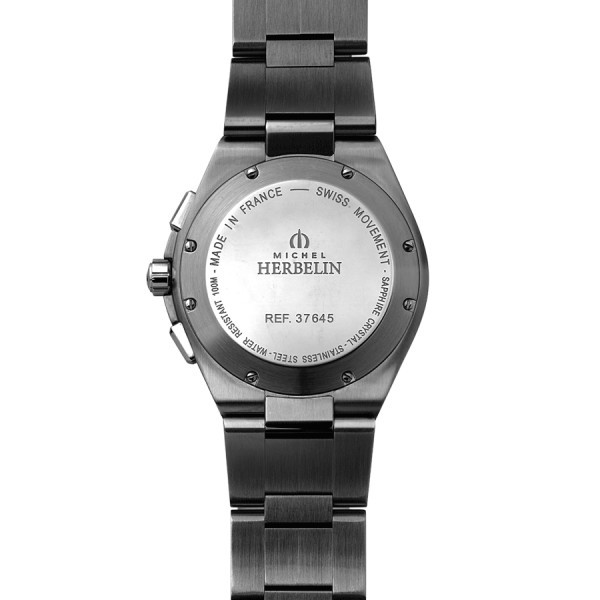 Michel Herbelin Cap Camarat quartz watch black dial steel bracelet 42 mm