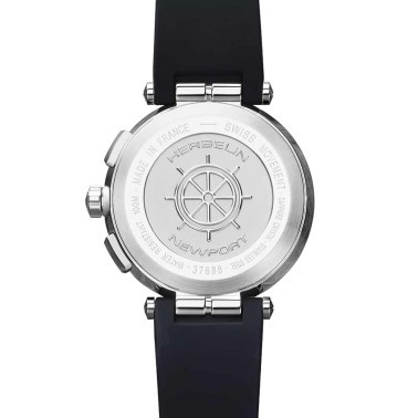 Montre Michel Herbelin Newport Chrono quartz cadran noir bracelet caoutchouc noir 43 mm