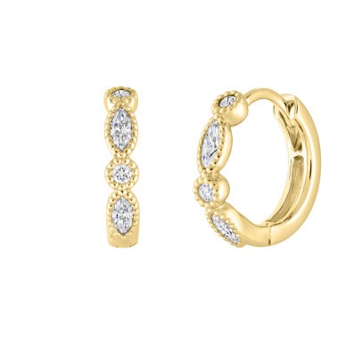 Lepage Léontine yellow gold and diamonds hoops earrings