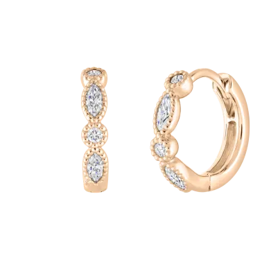 Lepage Léontine rose gold and diamonds hoops earrings