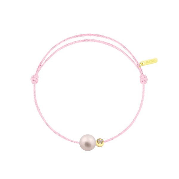 Bracelet Claverin cordon Simply diamond moon perle blanche et demi-lune en or jaune