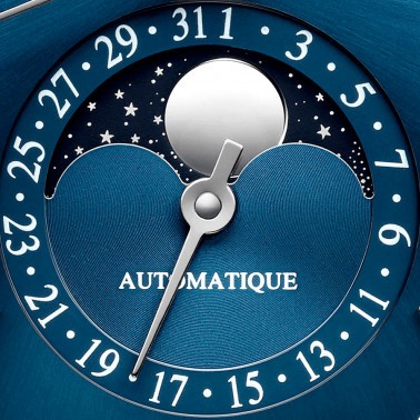 Jaeger-LeCoultre Master Ultra Thin Moon automatic watch blue dial black leather strap 39 mm 1368480