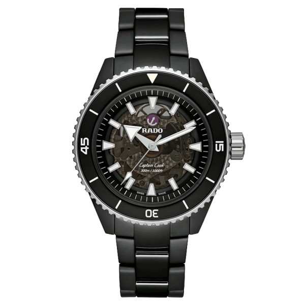 Montre Rado Captain Cook High Tech Ceramic automatique cadran noir bracelet céramique noire 43 mm R32127152