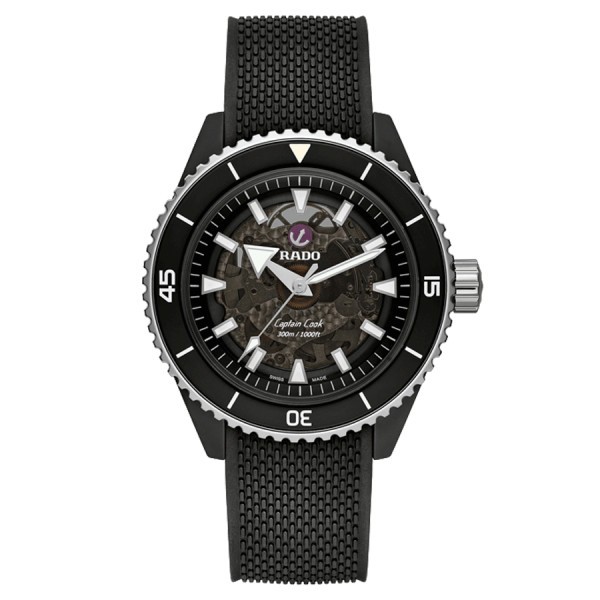 Rado Captain Cook High Tech Ceramic automatic watch black dial black rubber strap 43 mm R32127156