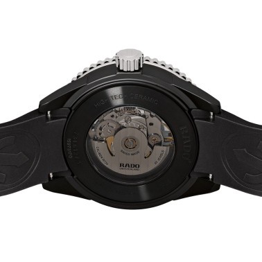 Montre Rado Captain Cook High Tech Ceramic automatique cadran noir bracelet caoutchouc noir 43 mm R32127156