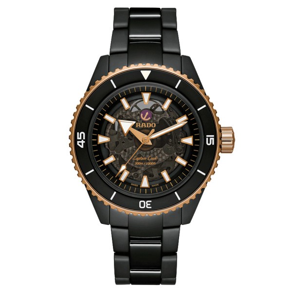 Montre Rado Captain Cook High Tech Ceramic PVD automatique cadran noir bracelet céramique noire 43 mm R32127162