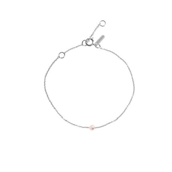 Bracelet Claverin simply mini en or blanc et perle rose