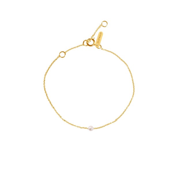 Bracelet Claverin simply mini en or jaune et perle blanche