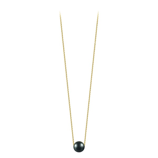 Necklace Claverin simply pearly in yellow gold and black pearl