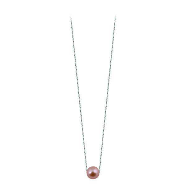 Necklace Claverin simply pearly in white gold and pink pearl