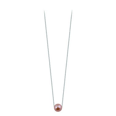 Collier Claverin simply pearly en or blanc et perle rose