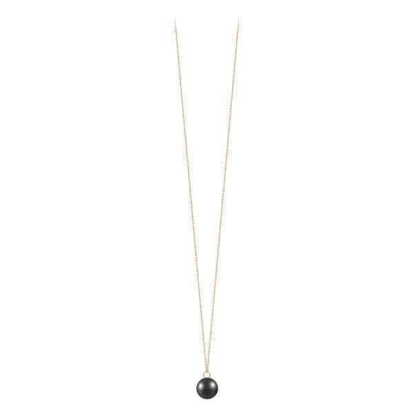 Long Necklace Claverin simply pearly in yellow gold and black pearl