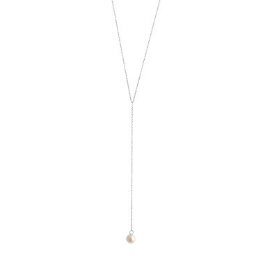 Collier Claverin Lasso en or blanc et perle blanche