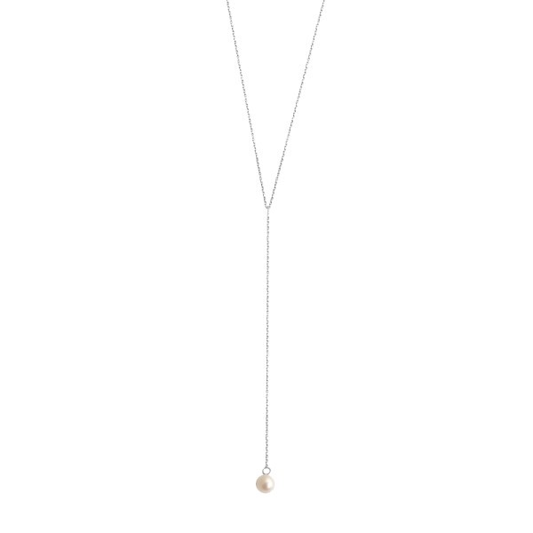 Collier Claverin Lasso en or blanc et perle blanche